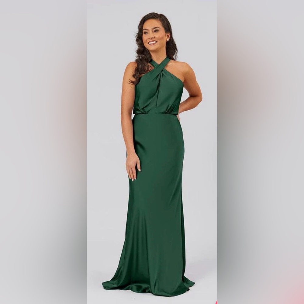 Kennedy Blue Zara Satin Bridesmaid Dress - Green - Size 8